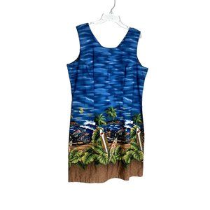 Kys Hawaii Womens Size L Vintage Dress Tank Sleeveless Surf Board Hawaiian Waves